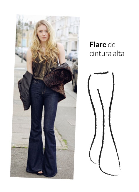 Exemplo de calça jeans flare