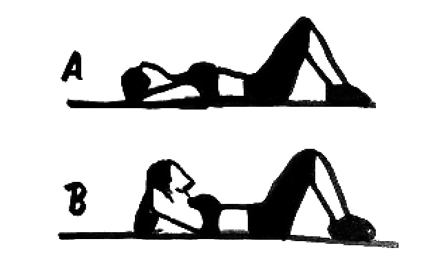 Desenho de duas mulheres fazendo exercícios de abdominal