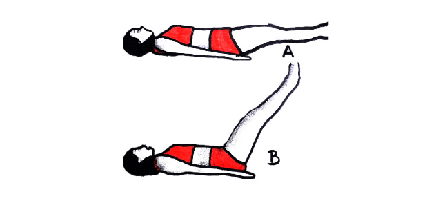 Desenho de mulher fazendo exercícios para perna e abdomen.