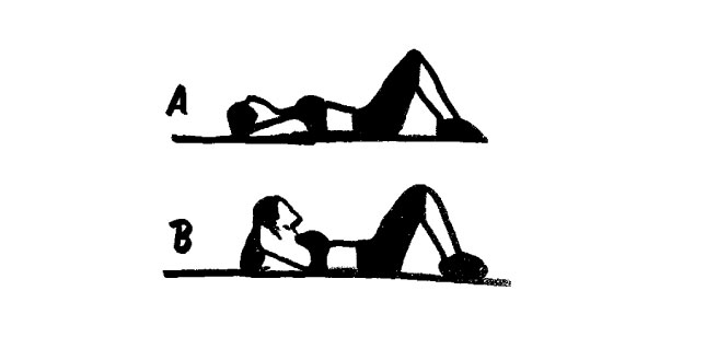 Desenho de uma mulher fazendo abdominal