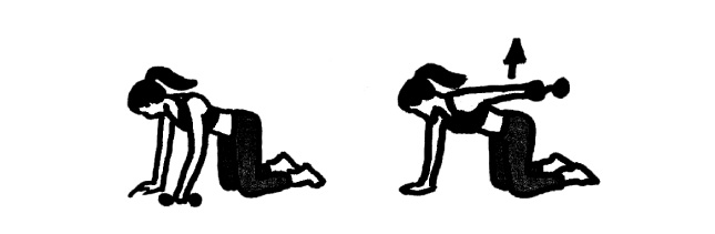 Desenho de duas mulheres fazendo exercícios ajoelhadas.