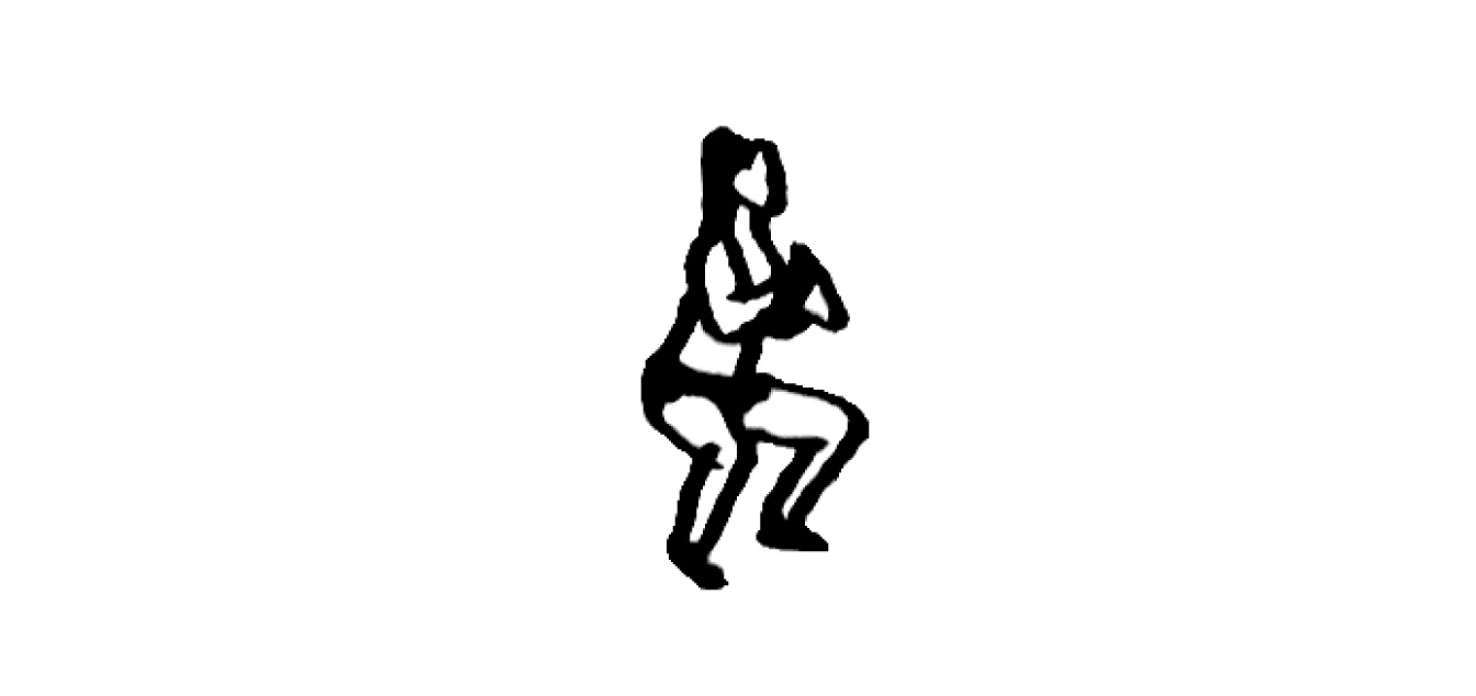 Desenho de uma mulher fazendo agachamento