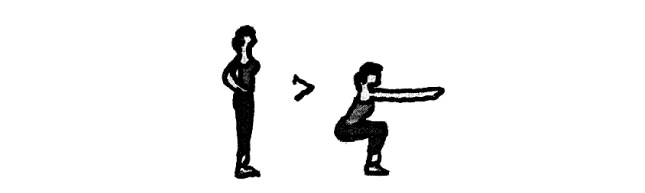 Desenho da silhueta de uma mulher fazendo agachamento livre