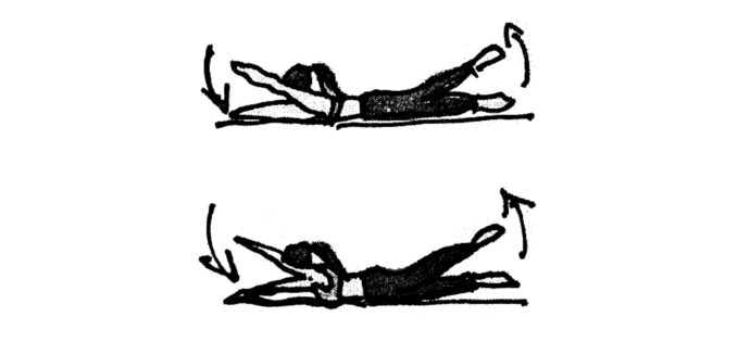 desenho de uma mulher fazendo exercício de posterior completo